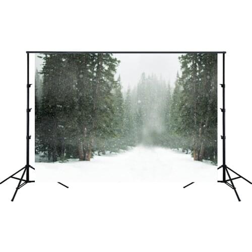 Winter Snowfall Forest Road Landscape Christmas Backdrop Noel Pine Tree Party Banner Kid Portrait Background Photo Studio Prop