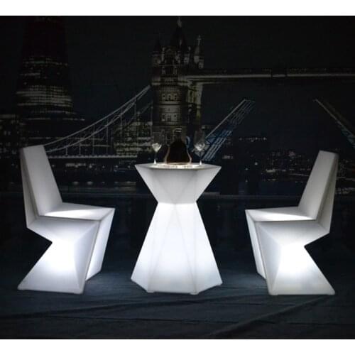 1 PC SK-LF28T (L60*W52*H76cm) LED Diamont Shape Bar Cocktail Table with 2 PCS LED Sofa Chair for Event Party free shipping 1 Set