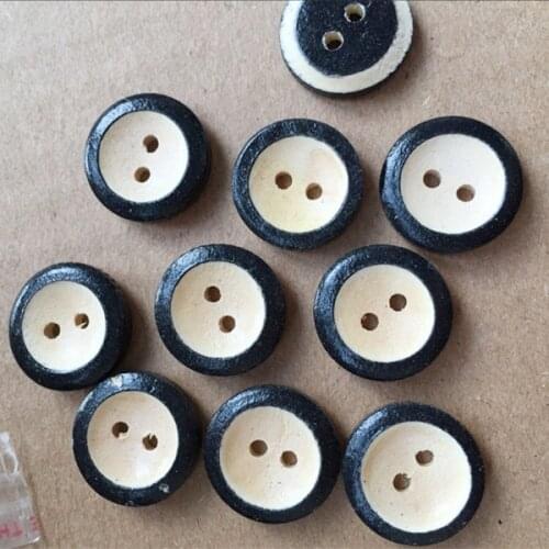 100 Pcs/black 2 Holes Round Wood Buttons Clothing Sewing DIY Craft Scrapbooking Botones 15mmY-11