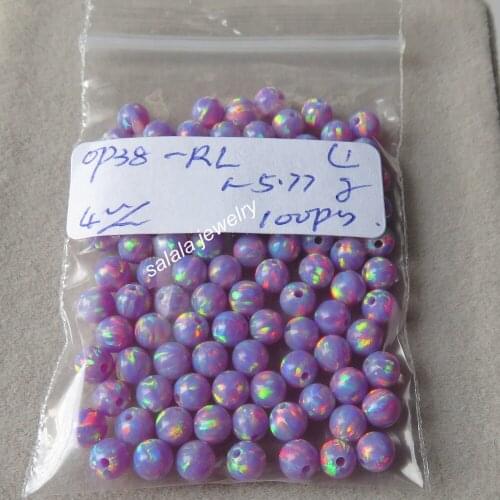 100pcs/lot 4mm Round Opal Beads OP38 Multi Lav Round Ball Opal Beads Drilled Synthetic Round Fire Opal Beads