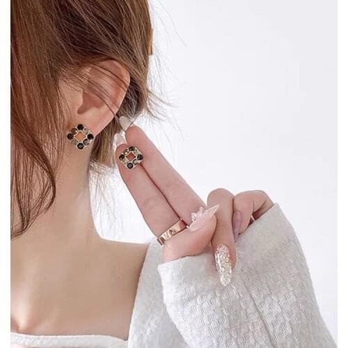 Exquisite small high-end zircon square all-match simple temperament small Stud Earrings for Women Piercing Jewelry