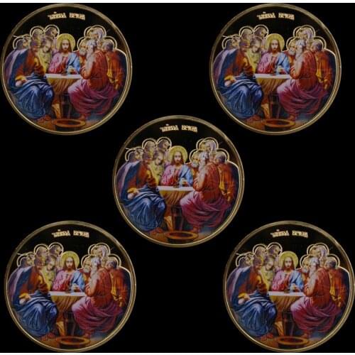 5 Pieces / Set Belief In Jesus Resurrection Christian Gilded Collection Gift Coin Last Supper Coin Commemorative Coin Lucky Coin