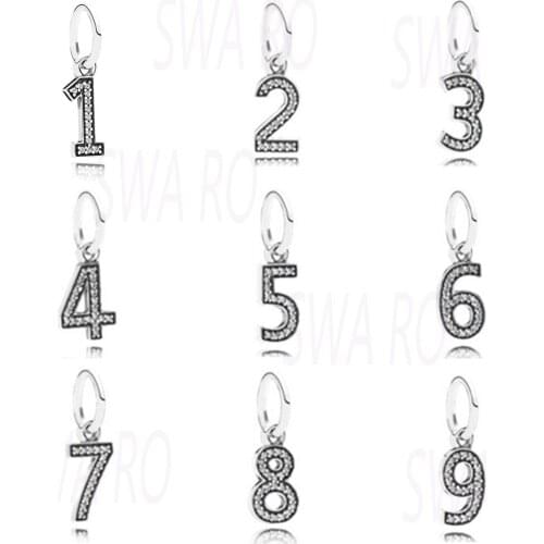 CHAMSS New Personality S925 Sterling Silver Digital Pendant DIY Bracelet Necklace Ladies Anniversary Recommended Jewelry Gift