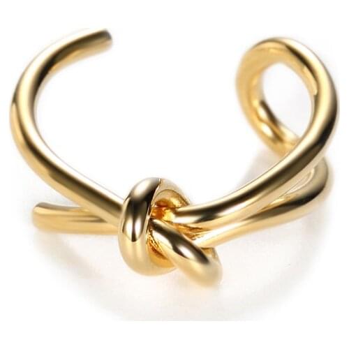 Elegant Knotted Ring Gold Color Wedding Rings for Women Open Copper Anillos Mujer Anel Punk Party Christmas Present