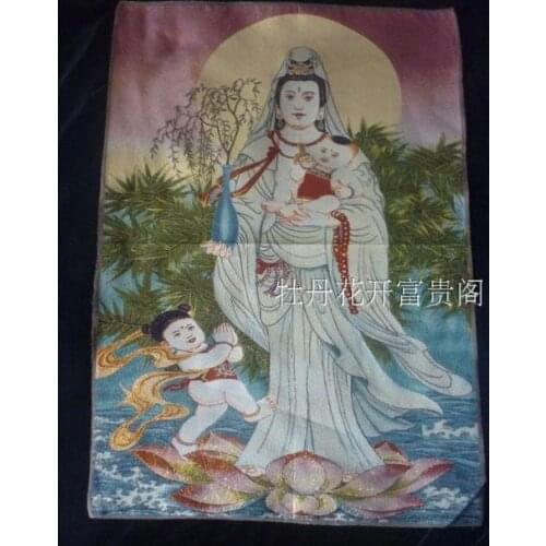 Chinese Antique collection the Thangka embroidery Goddess of mercy diagram