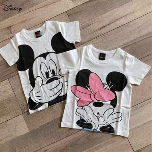 Disney Mickey Minnie Mouse Cartoon Summer T-shirts For Girls Children Clothes Short Sleeve Cotton Baby T Shirts Boys Tops Tees