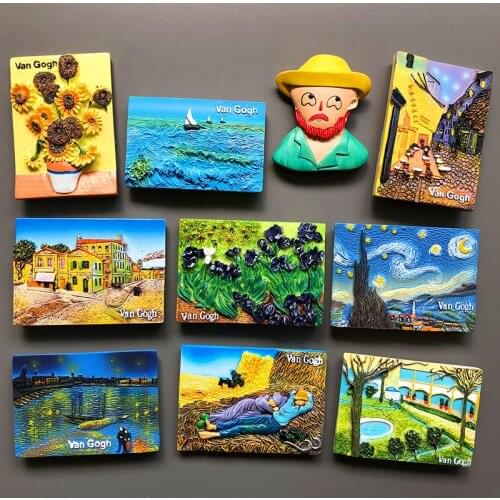 Cartoon Van Gogh resin refrigerator paste fridge magnet magnetic paste creative 3d refrigerator room decoration collection gifts