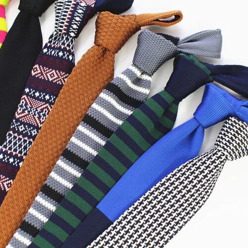 Ricnais New Fashion Male Knit Tie Brand Skinny Slim Designer Mens Knitted Neck Ties Cravate Narrow Skinny Neckties For Men