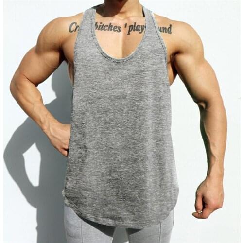 Fitness Bodybuilding Running Tank Top Men Cotton Gym Sleeveless Shirt Man Fitness Vest Singlet Sportswear Workout Tanktop Male