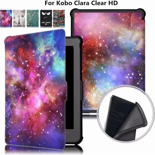 Soft TPU Leather Printed Case for Kobo Clara Clear HD Ultra Slim Smart Leather Protective Cases for Kobo Clara HD Cover