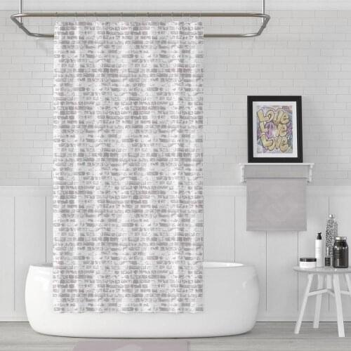 Zethome 1406 Wall Shower Curtain 180x200 cm Modern Design Polyester Fabric Waterproof Washable Mould (71"x78")