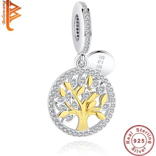 New Real 925 Sterling Silver Family Tree Dangle Charm Beads Fit Original BW Bracelet Authentic Luxury DIY Jewelry for women
