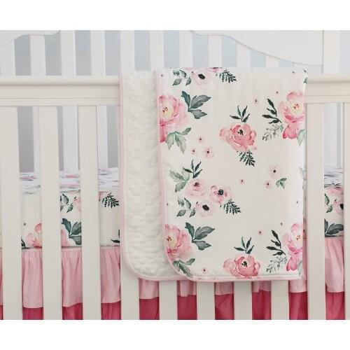 Sahaler Boho Baby Blanket Baby Newborn Swaddle Wrap Crib Comforter Quilt 34*42 inches（Pink floral