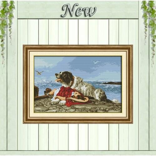 Guard dog animal baby decor painting counted printed on canvas DMC 14CT 11CT chinese Cross Stitch Needlework Sets Embroidery kit