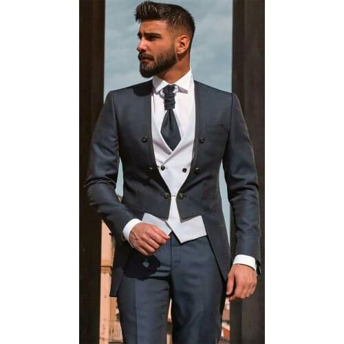 Jacket+Pants+Vest) Classic Vintage Black 3 Piece Groom Tuexdos For Wedding Formal Prom Suit Party Evening Blazer Custom Made