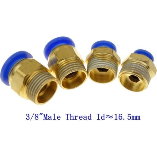 Pneumatic Air Push In Fitting Male Straight Connector For Tube OD 6mm 8mm 10mm 12mm x 3/8" BSPT