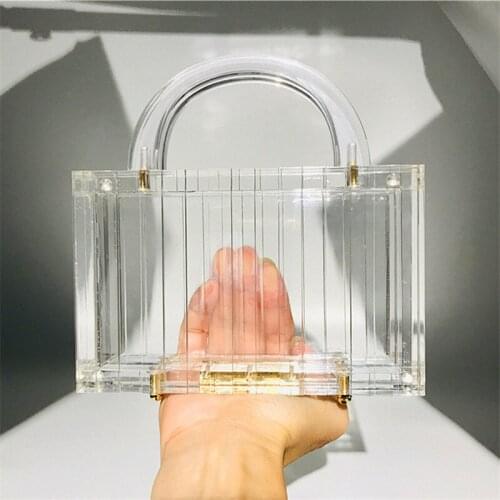 Transparent Striped Acrylic Evening Bag Women 2021 New Top Handle Small Square Clutch Purse Female Handbag Shoulder Bags