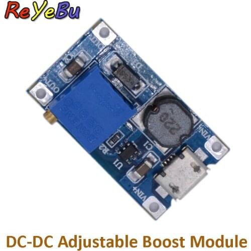 DC-DC Adjustable Boost Module 2A Boost Plate 2A Step Up Module with MICRO USB 2V-24V to 5V 9V 12V 28V MT3608 LM2577