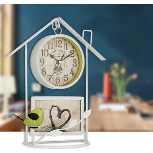 Retro Antique Iron Mute Desktop Country House Alarm Clock Home Living Room Decor Wall decoration Study room decoration Crafts