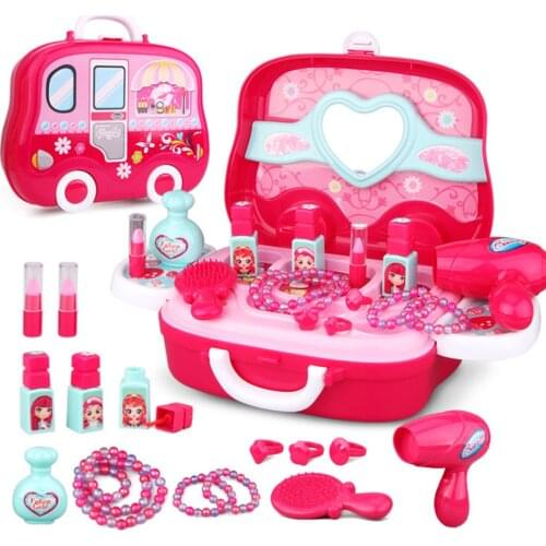 Pretend Play Toys Children Makeup Set Hairdressing Make Up Kids Girls Simulation Toy Plastic Toy Dressing Make up Travel Box