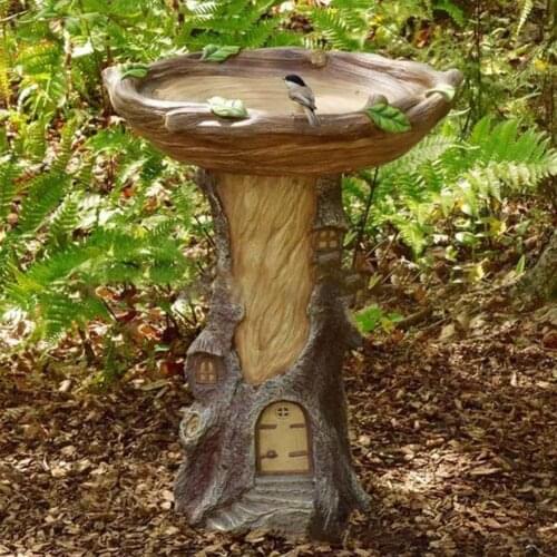 Fairy Garden Statue Realistic Beautiful Resin Delicate Vivid House Birdbath Figurine Sculpture Decoration for Outdoor