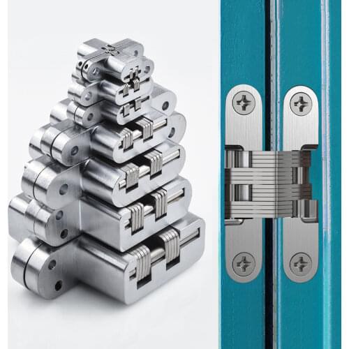 180 Degree Concealed Hinge Folding Heavy Duty Built-in Door Hinge Invisible Cross Gemel Stainless Steel Specification 3#9 1 PCS