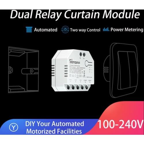 SONOFF DUALR3 Smart Motorized Electric Curtain Roller BlindShutters Window Shades Switch Module Automatic Siri Voice Remote