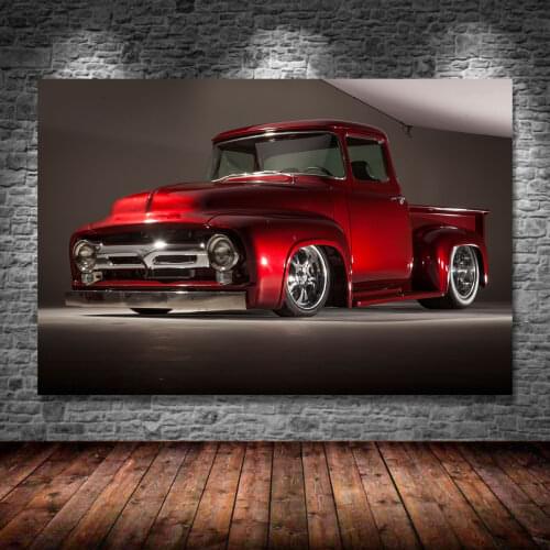 Modern Painting Fords F100 Pickup Street Rod Hot Retro Car Wall Art Posters Canvas Prints for Home Decor