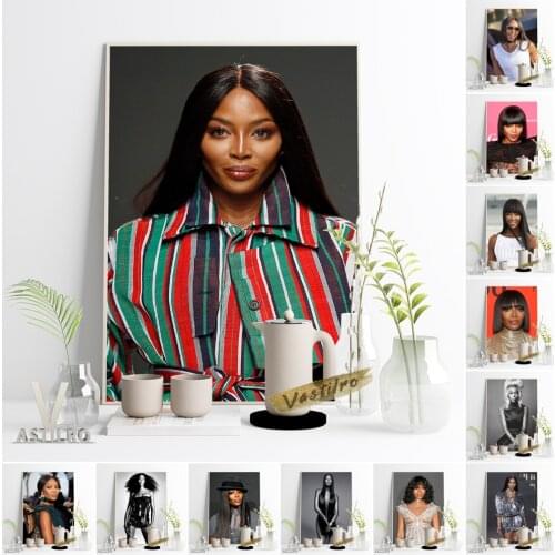 Naomi Campbell Black Pearl Super Model Poster Star Portrait Fashion Magazine Album Canvas Painting Bar Hotel Cafe Wall Art Decor