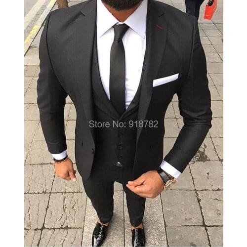 Terno Masculino Slim Fit 2018 New Designers Formal Black Suit 3 Pieces Smoking Homme Mariage Groom Wedding Suits Men Tuxedo