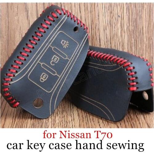 Only Red top sale Case fit for Nissan T70 car key case Hand sewing car key cover DIY car styling Genuine quality leather