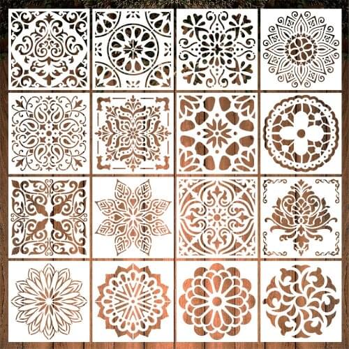 Mandala Stencil 15x15cm For Painting Home Decor DIY Craft Template Scrapbook Photo Album Embossed Paper Card on Wood Fabric Wall
