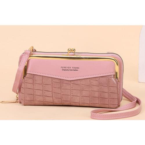 Vintage Women Long Wallet Crocodile Pattern Mobile Phone Pockets Ladies Shoulder Bag Crossbody Bags for Female bolsas femininas