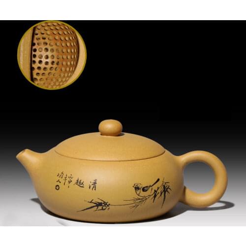 High quality Tea set tea set teapot handmade purple sand tea set Original ore flat Xi Shi190cc purple sand art tea set