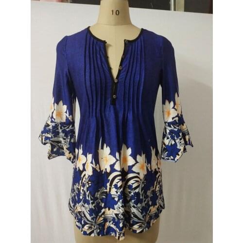 Summer T Shirt Women 7 Minutes Of Sleeve v-neck Shirt Sleeve T-shirt Printing Lotus Leaf 2021 Harajuku Tshirt GMT8951