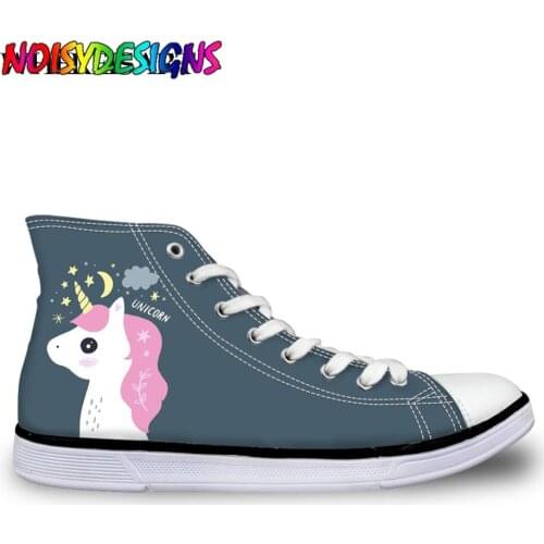 NOISYDESIGNS Womens Designer Sneakers Night Unicorn Pattern Casual Breathable Shoes Flats Teen Girls Cute Animals High-top Shoes