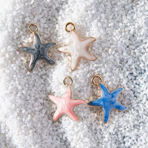 10Pcs Enamel Gold Color Starfish Charms Pendant for Jewerly DIY Making Bracelet Women Earrings Necklace Accessories Findings