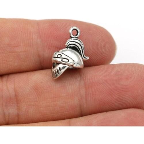 10pcs Tibetan Silver Plated Knight Helmet Charms Pendants for Jewelry Making Bracelet Necklace DIY Handmade Craft 19x12mm