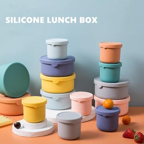 2Pcs/Set BPA Free Silicone Lunch Box Microwavable Food Storage Container For Indoor Outdoor Fresh-Keeping Bento Box