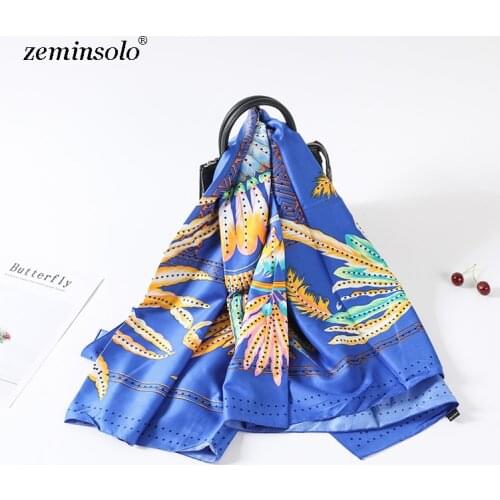 2019 New Design 100% Silk Scarves For Women Luxury Brand Square Silk Scarf Women Satin Scarves 130*130cm Bandana Shawls Hijab