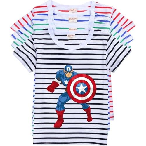 2021 Summer Captain America Kids T Shirt Baby Boys Cotton Disney Cartoon Fashional Short Sleeves Clothes Tops Tee Boys Clothing