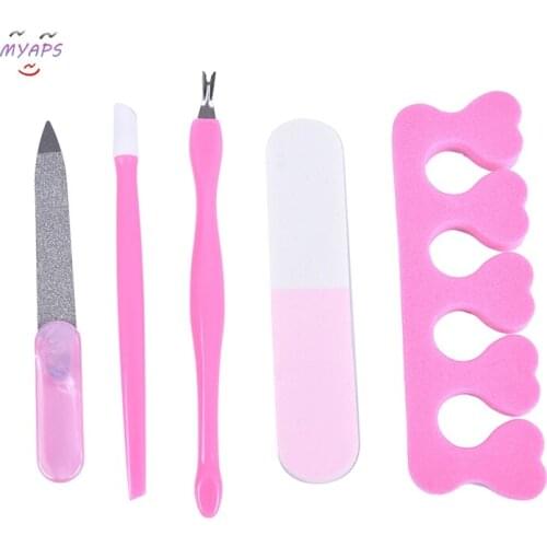 5Pcs/Set Nail Art Pedicure Files Toe Finger Separator Cuticle Fork Pusher Stick Dead Skin Remover Trimmer Manicure Random