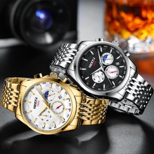 NIBOSI Mens Casual Sports Watch Top Luxury Brand Mens Watches Waterproof Luminous Stainless Steel Wrist Watch Relogio Masculino