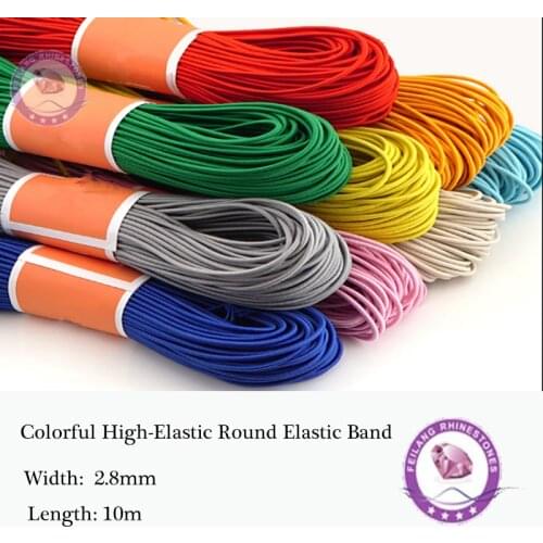 Feilang 10m/bag 17Color 2.8mm Colorful High-Elastic Round Elastic Band Round Stretchy String Elastic Rope DIY Sewing Accessories
