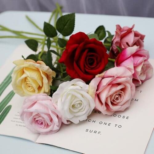 Artificial Rose Flowers Flannelette Rose Wreaths Wedding Bouquets Corsage Wrist Flower Home Party Decor LX1774