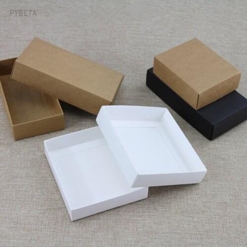 Lid Tray Type Retro Kraft Paper Cover Box Blank White Black Wallet packaging box for handkerchief silk scarves accessory gift