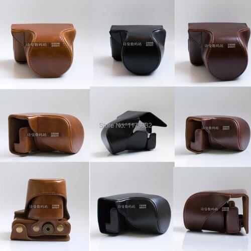 Leather Camera Bag Case Camera Strap For Paqasonic GF7 DSLR Camera Case With Leather Strap Camera Bags 3 Colors