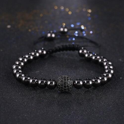 4 Colors DIY Handmade 6mm Copper Beads With CZ Ball Women Men Charm Bracelets Men Jewelry Gift High Quality