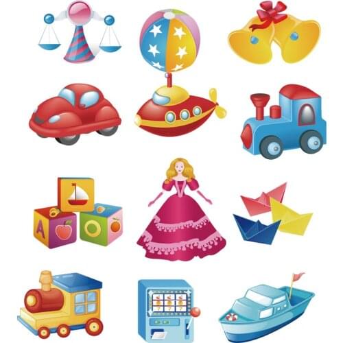Lovely Cartoon 12 Pieces/ Lot Small Heat Transfer Ironing Stickers For Clothes Cute Diy A-level Washable kid T-shirt Y- 175