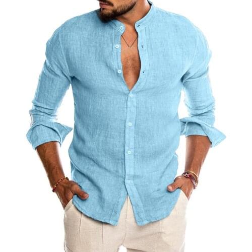 2021 New Mens Casual Blouse Cotton Linen Shirt Loose Tops Short Sleeve Tee Shirt Spring Autumn Summer Casual Handsome Men Shirt